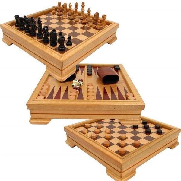 Trademark Global Trademark Global 12-2072 Deluxe 7-in-1 Game Set Chess Backgammon - Brown 63159